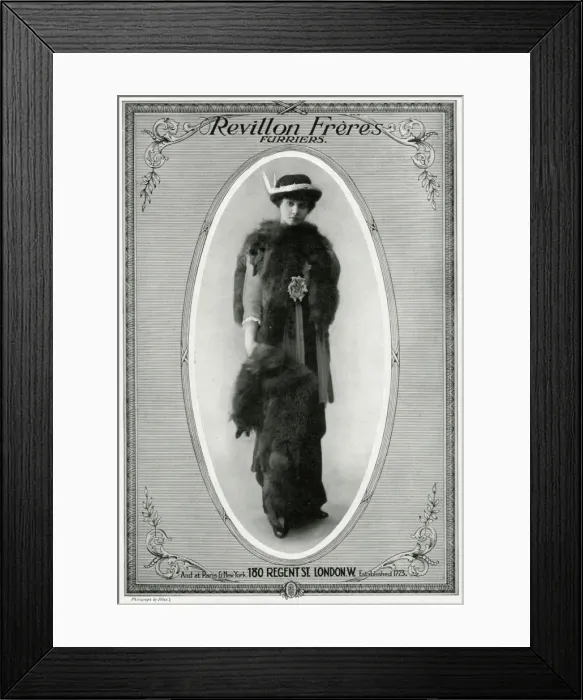 Framed Print : Advert for Revillon Freres furriers 1913