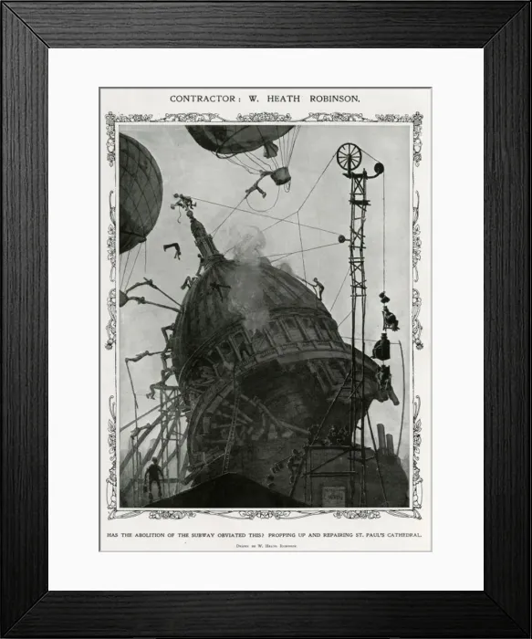 Framed Print : St Pauls constractor, by William Heath Robinson Framed Print : St Pauls constractor, by William Heath Robinson
