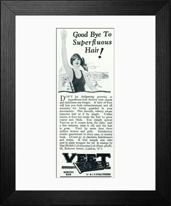 Framed Print : Veet advertisement, 1926 Framed Print : Veet advertisement, 1926