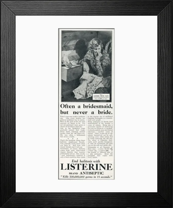 Framed Print : Listerine advertisement, 1930 Framed Print : Listerine advertisement, 1930