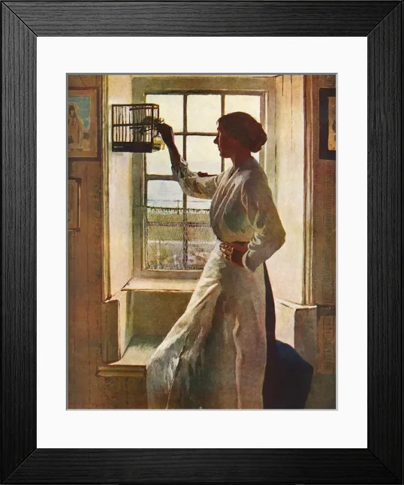 Framed Print : The Cottage Window by Harold Harvey Framed Print : The Cottage Window by Harold Harvey