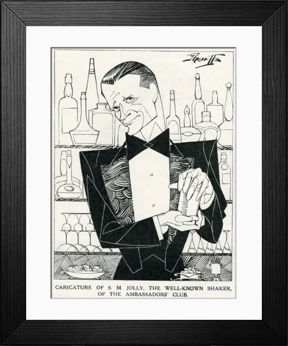 Framed Print : S. M. Jolly, cocktail barman at Ambassadors Club