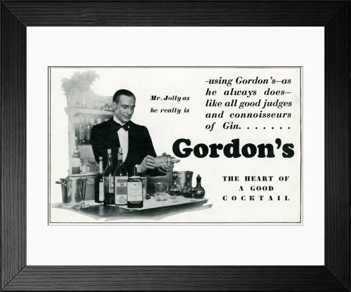 Framed Print : Advert for Gordons Gin 1929 Framed Print : Advert for Gordons Gin 1929