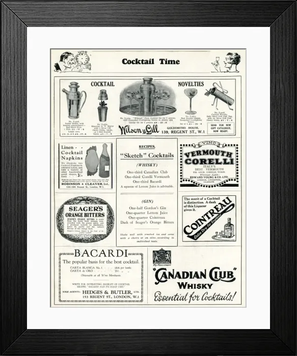 Framed Print : Cocktails in The Sketch, 1920s Framed Print : Cocktails in The Sketch, 1920s