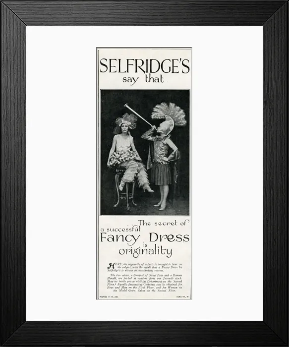 Framed Print : Selfridges fancy dress advertisement