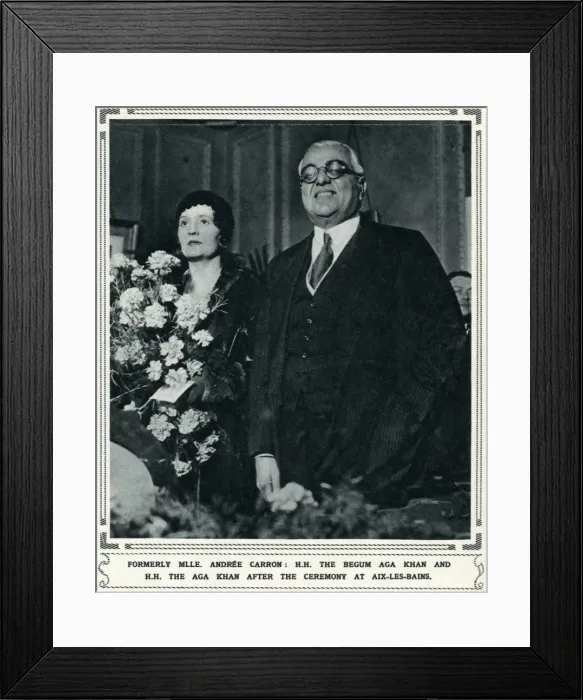 Framed Print : The Aga Khan marries his third wife, Andree Carron Framed Print : The Aga Khan marries his third wife, Andree Carron