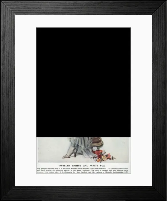 Framed Print : Russian ermine and white fox coat 1929 Framed Print : Russian ermine and white fox coat 1929
