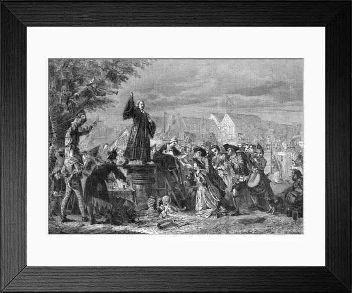 Framed Print : George Whitefield preaching at Moorfields Fair, 1742 Framed Print : George Whitefield preaching at Moorfields Fair, 1742