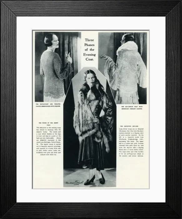 Framed Print : Models wearing evening coats 1929 Framed Print : Models wearing evening coats 1929