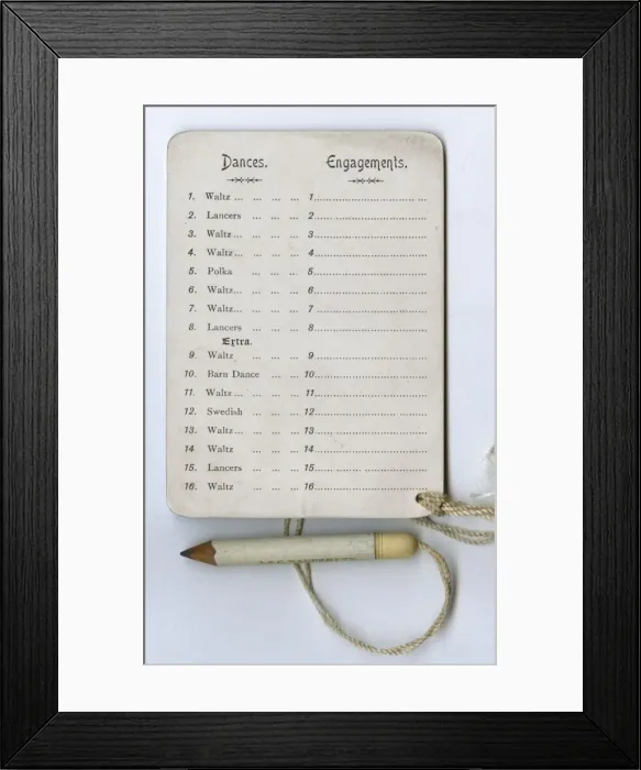 Framed Print : Dance card Framed Print : Dance card