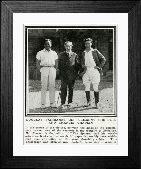 Framed Print : Douglas Fairbanks, Clement Shorter and Charlie Chaplin Framed Print : Douglas Fairbanks, Clement Shorter and Charlie Chaplin