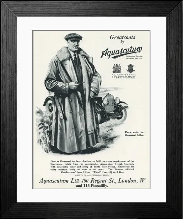 Framed Print : Advert for Aquascutum mens coats 1929 Framed Print : Advert for Aquascutum mens coats 1929