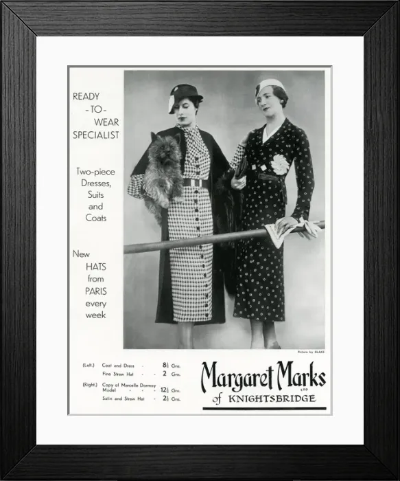 Framed Print : Advert for Margaret Marks of Knightsbridge 1933 Framed Print : Advert for Margaret Marks of Knightsbridge 1933