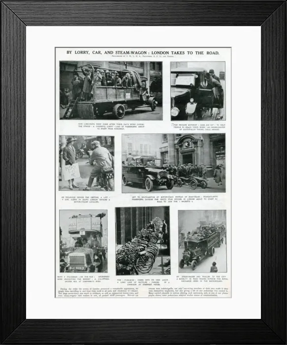Framed Print : London takes to the roads, General Strike 1926 Framed Print : London takes to the roads, General Strike 1926