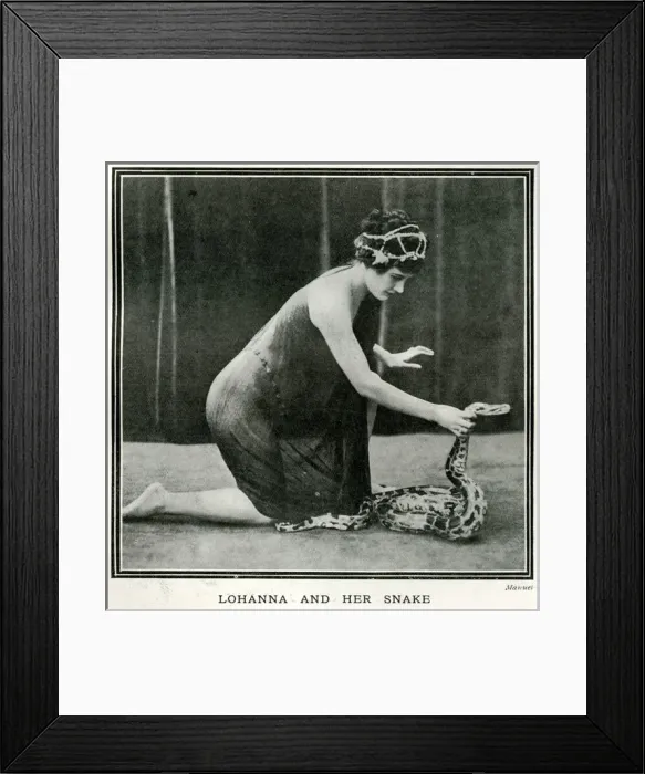 Framed Print : Lohanna and her snake 1912 Framed Print : Lohanna and her snake 1912