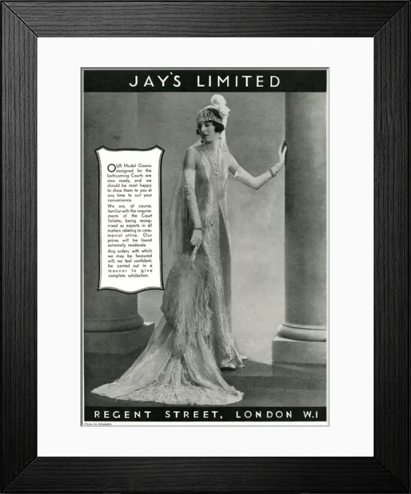 Framed Print : Advert for Jays courts gowns 1933 Framed Print : Advert for Jays courts gowns 1933