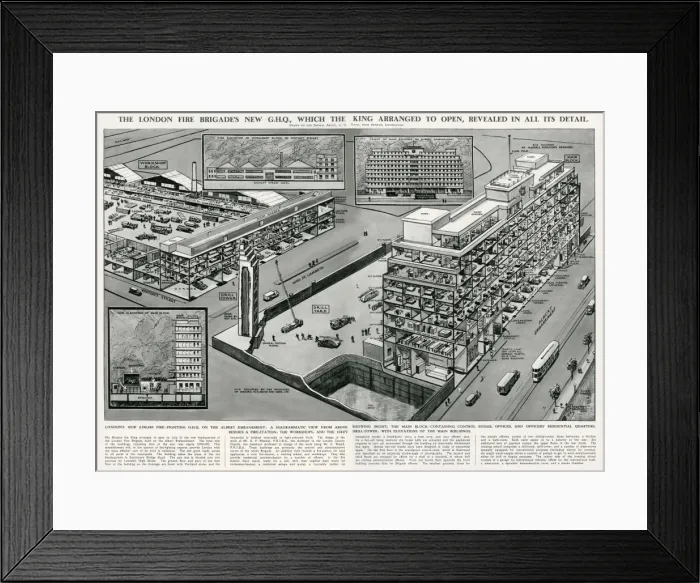 Framed Print : Design for the new Headquarters of the London Fire Brigade
