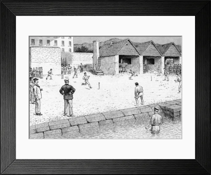 Framed Print : British Officers Playing Rounders in Suda Dockard