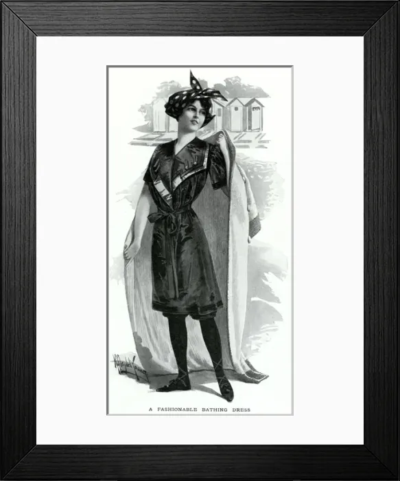 Framed Print : Fashionable bathing dress 1912