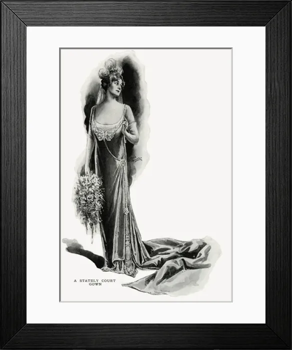 Framed Print : A stately court gown, Debenham & Freebody 1912 Framed Print : A stately court gown, Debenham & Freebody 1912