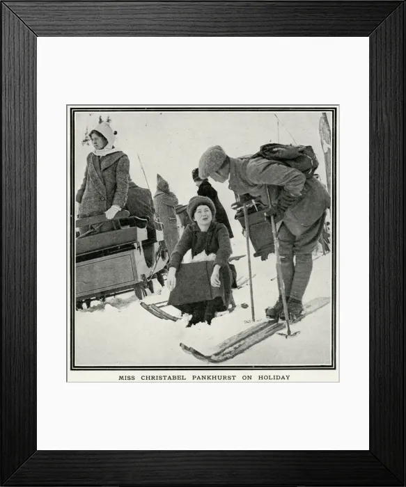 Framed Print : Christabel Pankhurst sledging in Villar Framed Print : Christabel Pankhurst sledging in Villar