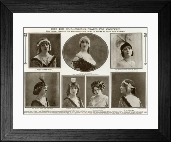 Framed Print : Hair-decorations in fashion 1911 Framed Print : Hair-decorations in fashion 1911