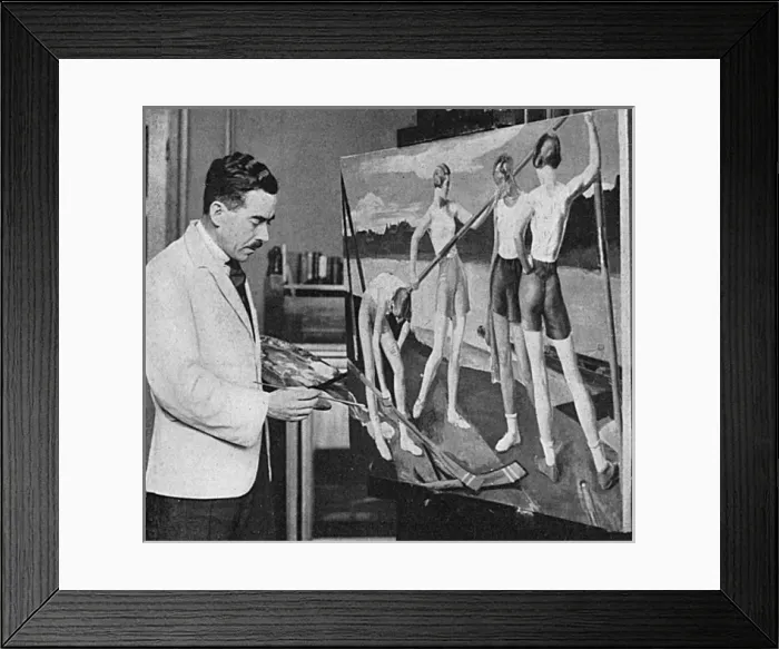 Framed Print : Lancelot Glasson at work on his painting The Four Framed Print : Lancelot Glasson at work on his painting The Four