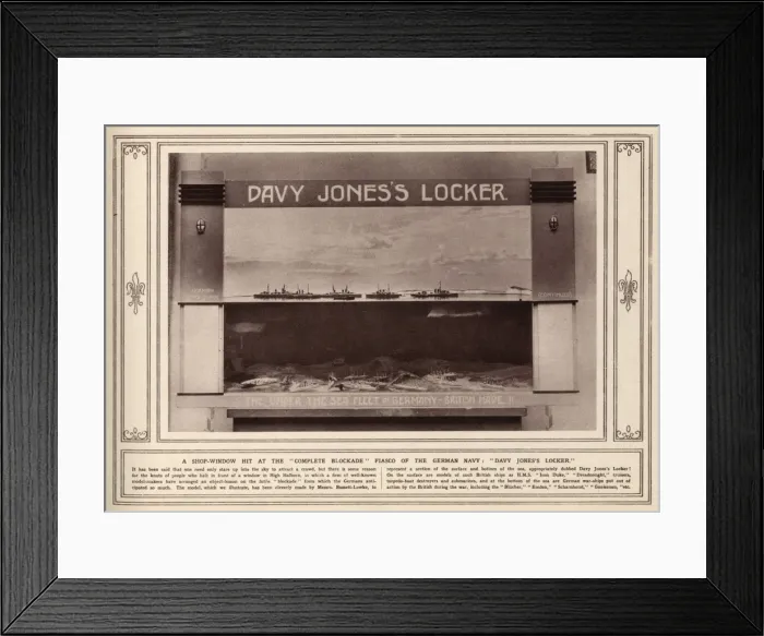 Framed Print : Shop window with model of German blockade, WWI Framed Print : Shop window with model of German blockade, WWI