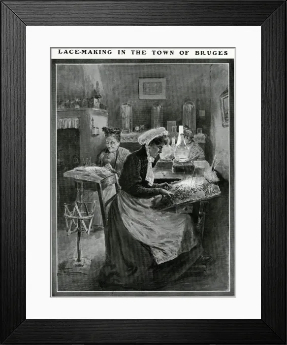 Framed Print : Lace-Making in the town of Bruges, Belgium 1907 Framed Print : Lace-Making in the town of Bruges, Belgium 1907