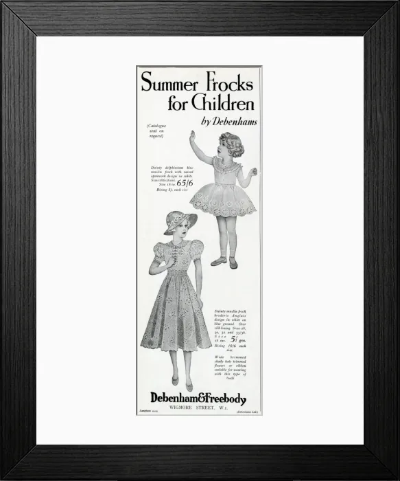 Framed Print : Advert for Debenham & Freebody girls frocks 1937 Framed Print : Advert for Debenham & Freebody girls frocks 1937