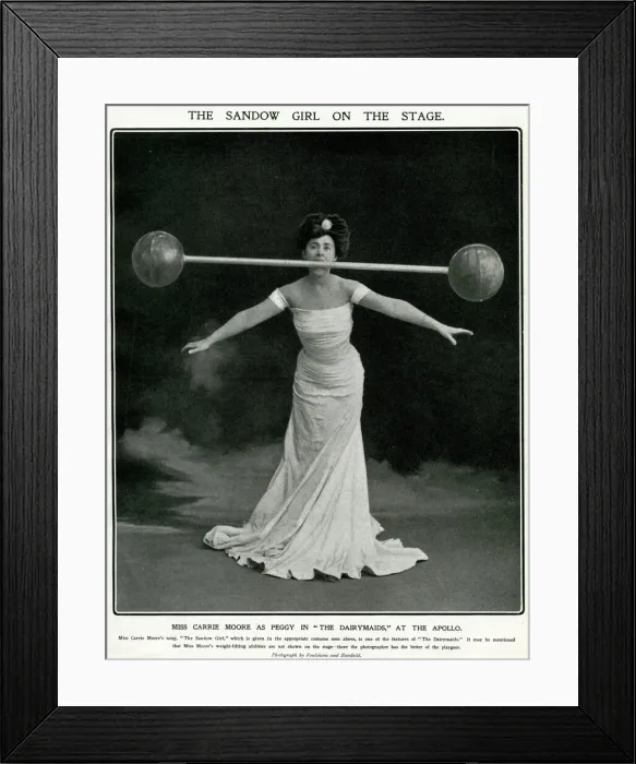 Framed Print : Carrie Moore, The Sandow Girl on stage Framed Print : Carrie Moore, The Sandow Girl on stage