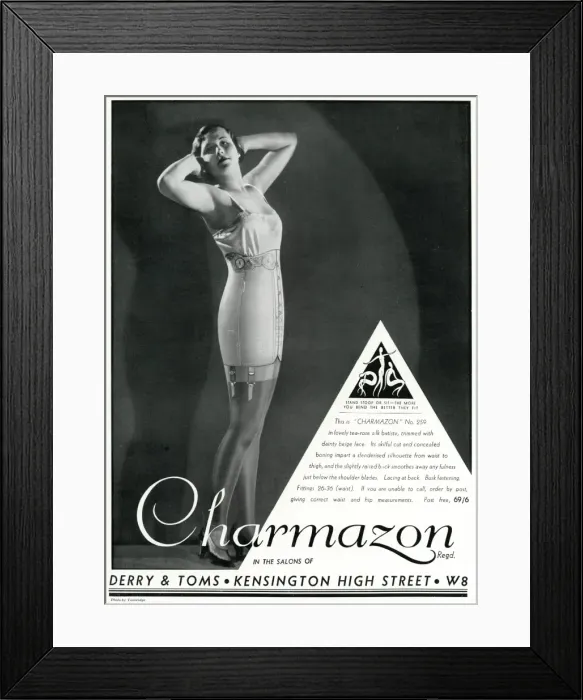 Framed Print : Advert for Charmazon womens underwear 1933 Framed Print : Advert for Charmazon womens underwear 1933