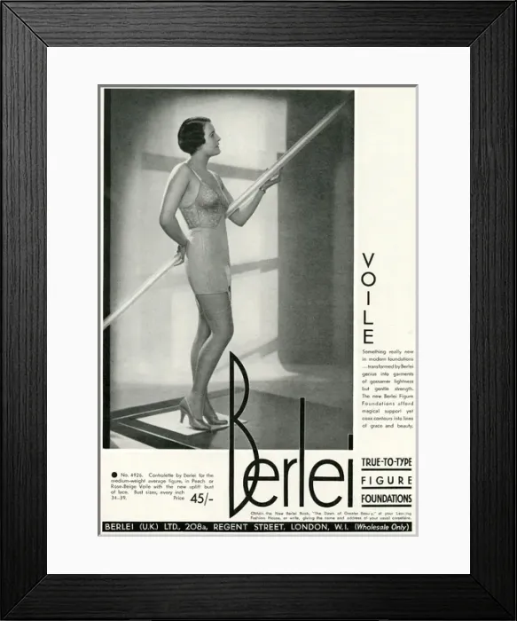 Framed Print : Advert for Berlei womens underwear 1933 Framed Print : Advert for Berlei womens underwear 1933