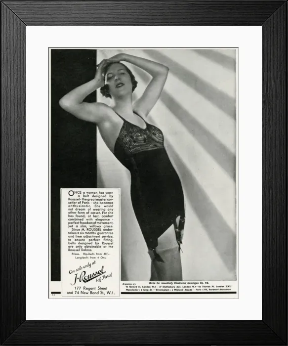 Framed Print : Advert for J. Roussel womens underwear 1933