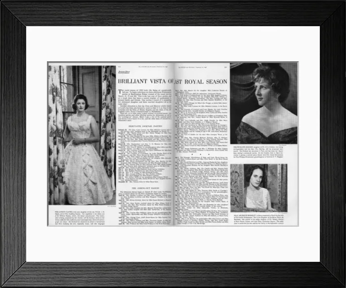 Framed Print : The 1958 Season - list of parties and balls in The Tatler Framed Print : The 1958 Season - list of parties and balls in The Tatler
