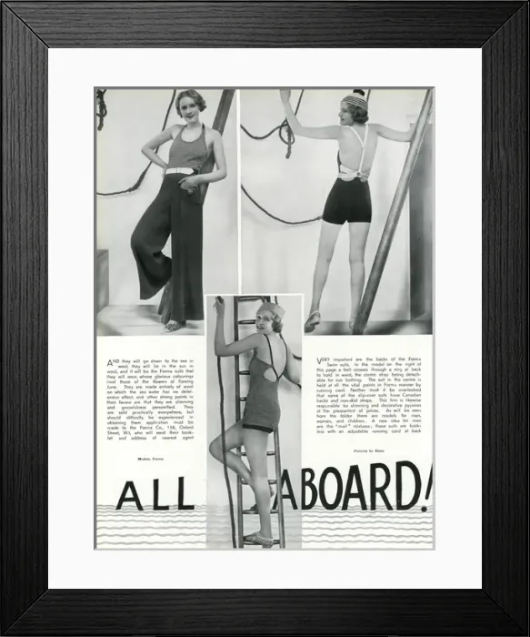 Framed Print : Forma woollen swim suits 1933 Framed Print : Forma woollen swim suits 1933