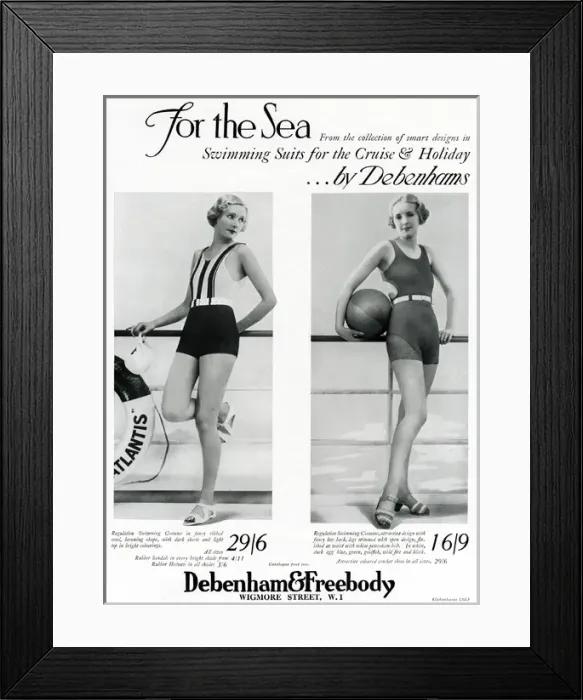 Framed Print : Advert for Debenham & Freebody swimming suits 1933 Framed Print : Advert for Debenham & Freebody swimming suits 1933