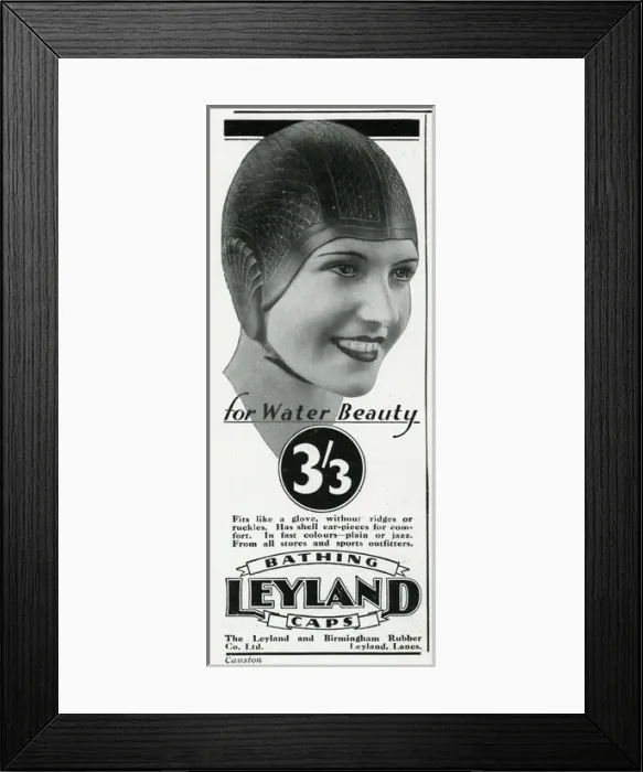 Framed Print : Advert for Leyland swim caps 1933 Framed Print : Advert for Leyland swim caps 1933