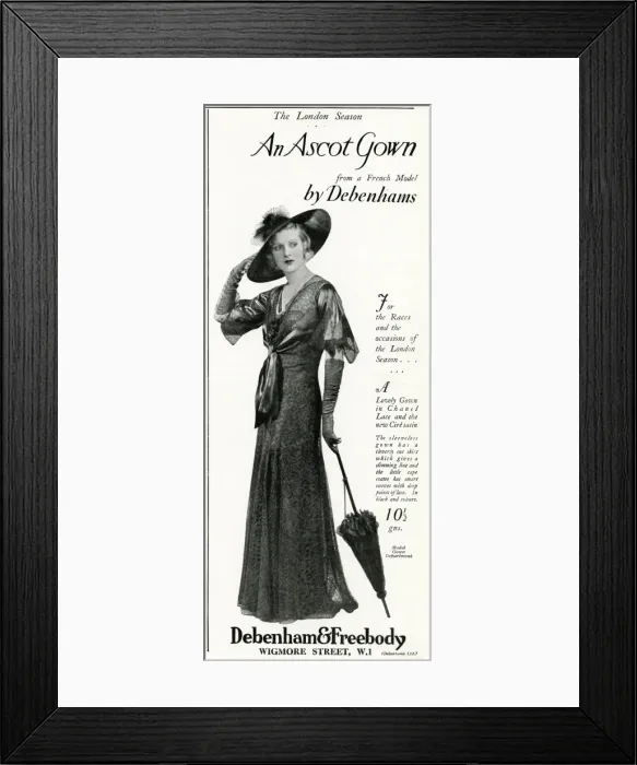 Framed Print : Advert for Debenham & Freebody ascot gown 1933