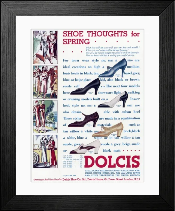 Framed Print : Advert for Dolcis shoes 1933 Framed Print : Advert for Dolcis shoes 1933