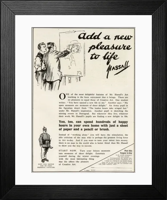 Framed Print : Advertisement for John Hassall Art School