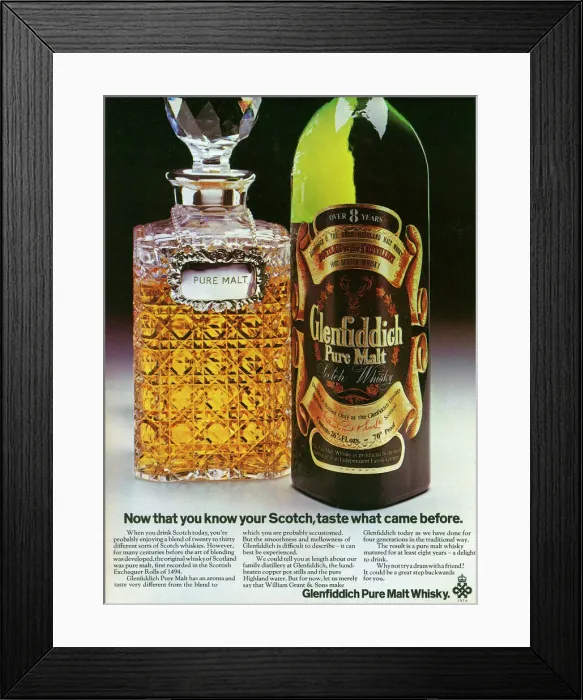 Framed Print : Glenfiddich advertisement, 1974 Framed Print : Glenfiddich advertisement, 1974