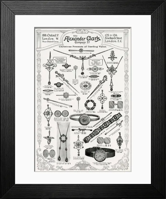 Framed Print : Advert for Alexander Clark, jewellery 1912 Framed Print : Advert for Alexander Clark, jewellery 1912