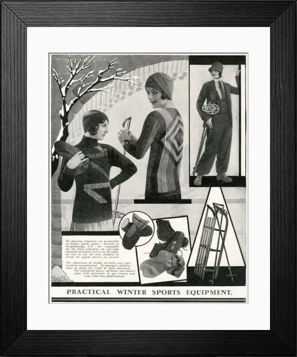 Framed Print : Practical winter sports equipment 1929 Framed Print : Practical winter sports equipment 1929