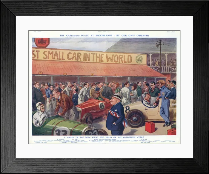 Framed Print : Caricatures at Brooklands by The Tout Framed Print : Caricatures at Brooklands by The Tout