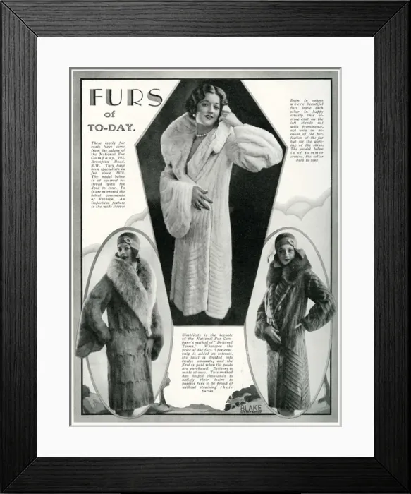 Framed Print : Models wearing furs 1929 Framed Print : Models wearing furs 1929