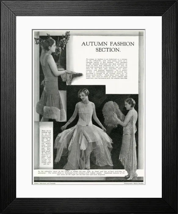 Framed Print : Autumn fashionable evening frocks 1929