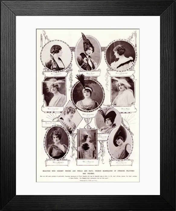 Framed Print : Parisienne models wearing fashionable feathered hats 1914 Framed Print : Parisienne models wearing fashionable feathered hats 1914