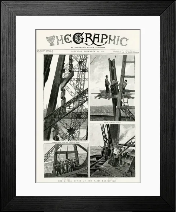 Framed Print : Eiffel Tower being built 1888
