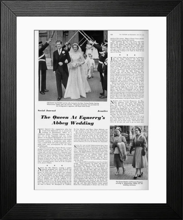 Framed Print : Wedding of Viscount Althorp and Hon. Frances Roche in Tatler Framed Print : Wedding of Viscount Althorp and Hon. Frances Roche in Tatler